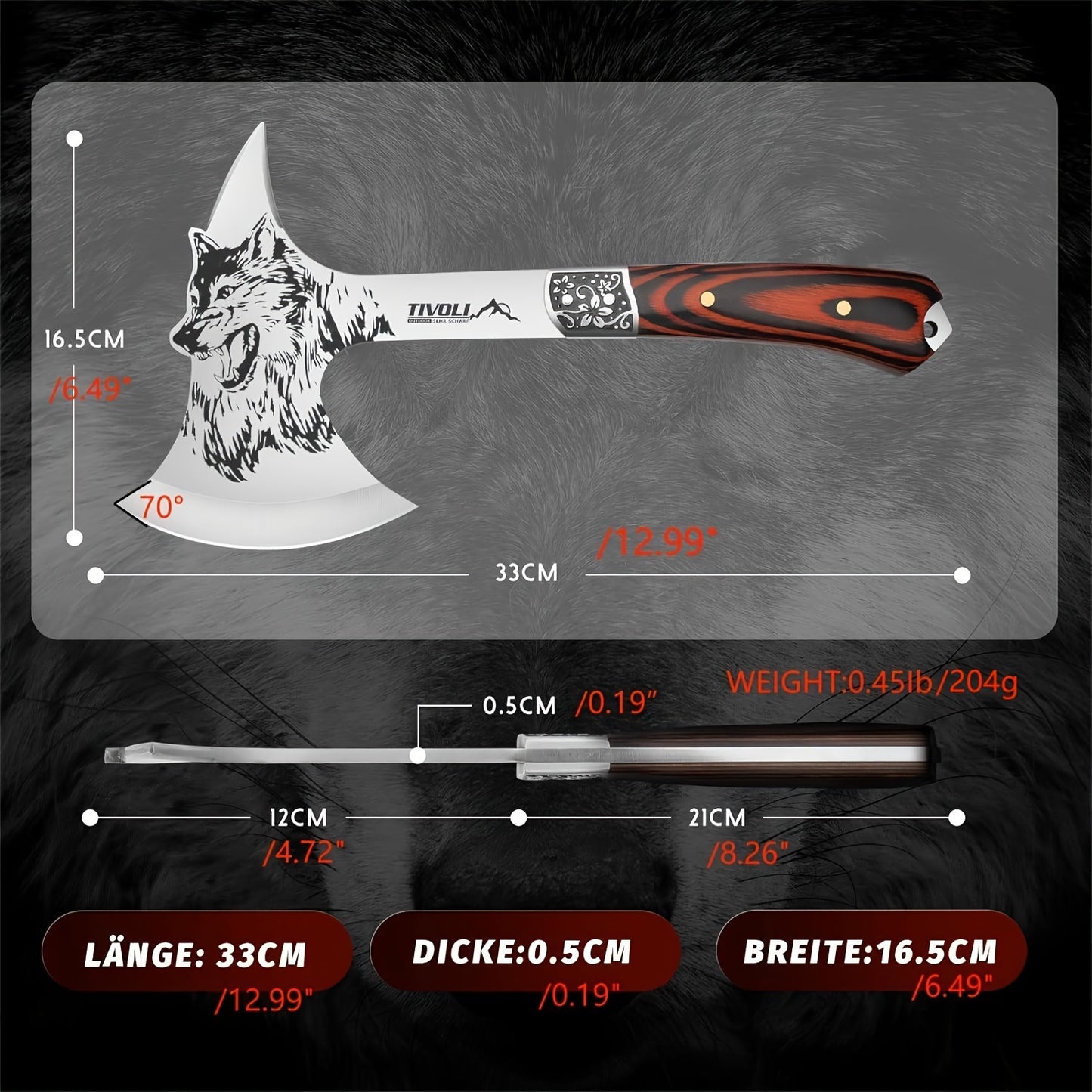 Viking Survival Axe - Full Tang Hand Hatchet for Wood Splitting, Camping, Hunting, Trekking, and Gardening with Durable Nylon Sheath and Gift Box