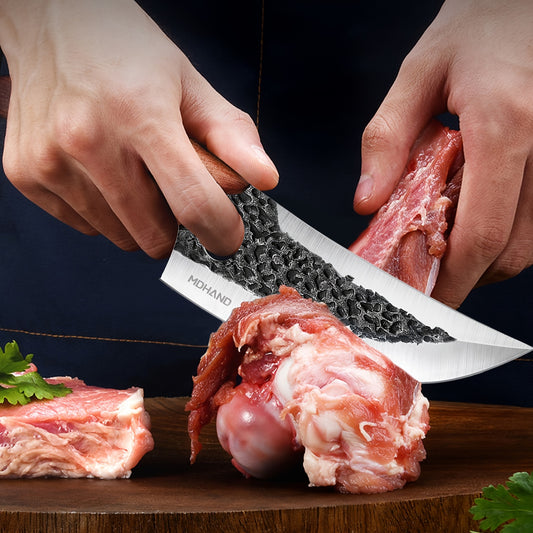 Upgraded Viking Cleaver Knife - Hand Forged, Sharp, Japanese-Style Butcher Knife for Meat Cutting, Outdoor Camping, BBQ, and Chef's Kitchen with Premium Sheath and Ergonomic Handle for Comfortable Grip