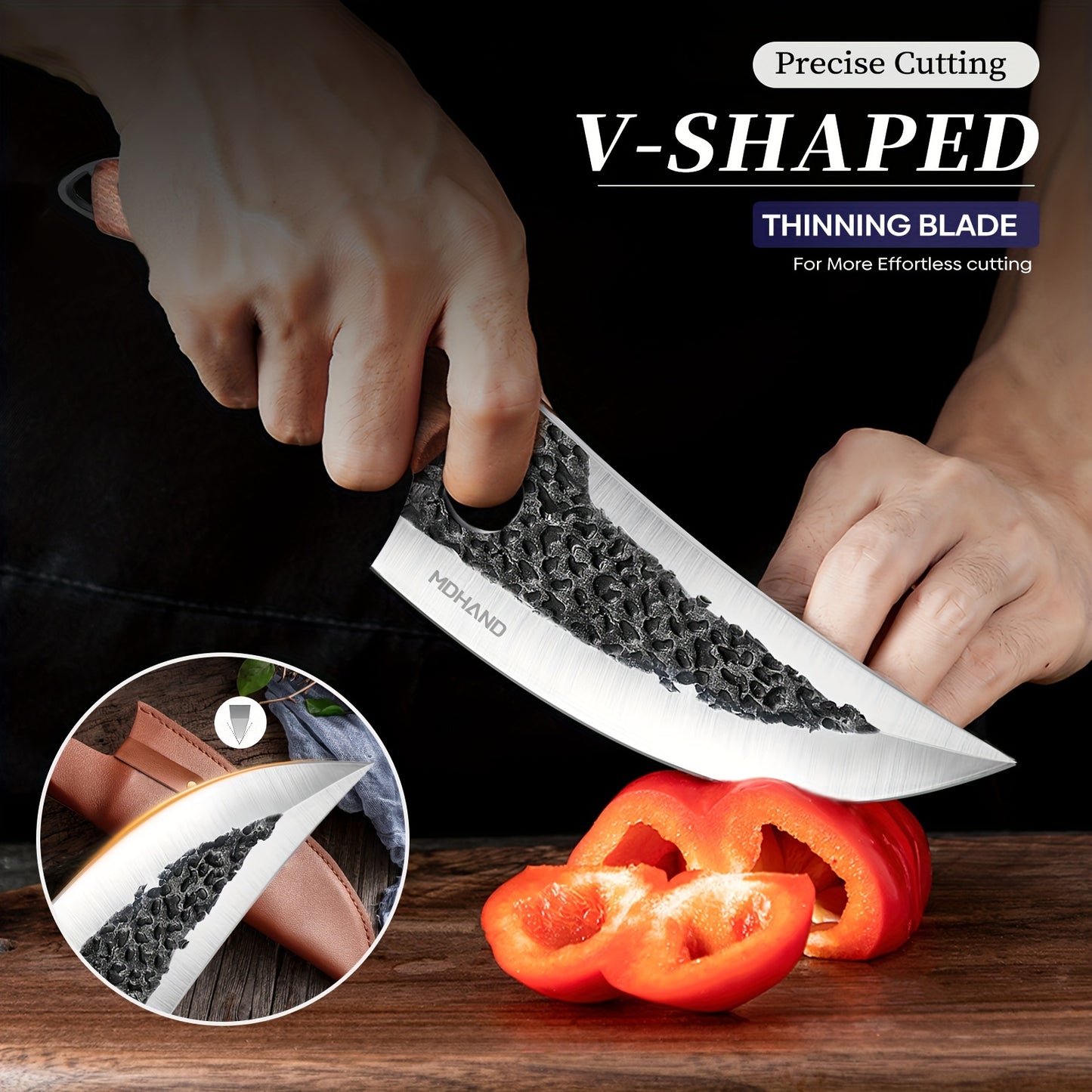 Upgraded Viking Cleaver Knife - Hand Forged, Sharp, Japanese-Style Butcher Knife for Meat Cutting, Outdoor Camping, BBQ, and Chef's Kitchen with Premium Sheath and Ergonomic Handle for Comfortable Grip