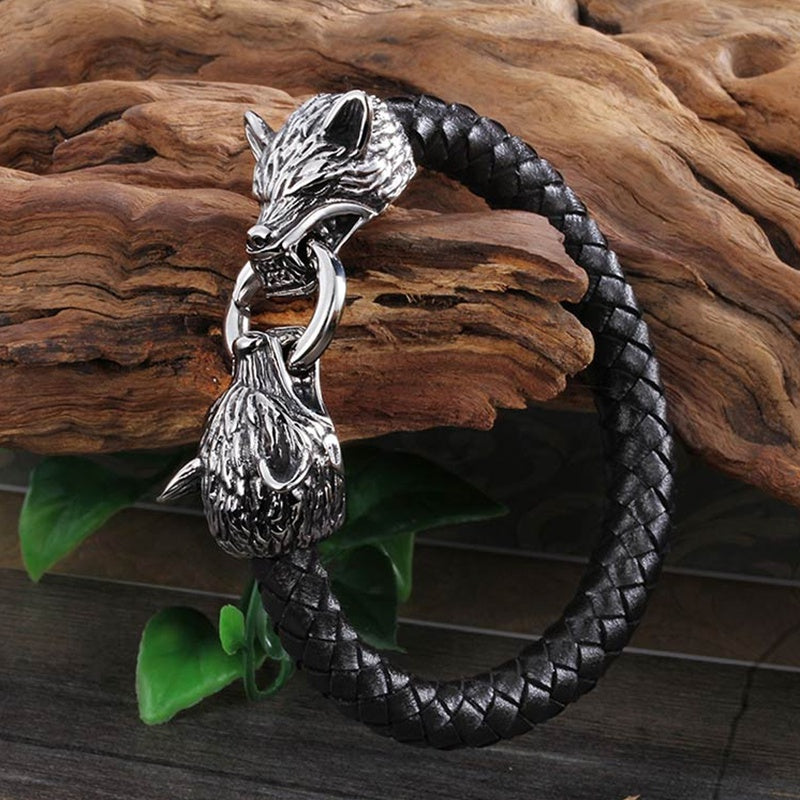 New High Quality Viking Leather Rope Bracelet Hip Hop Men Jewelry Punk Men Leather Fashion Men Amulet Bracelet Gift