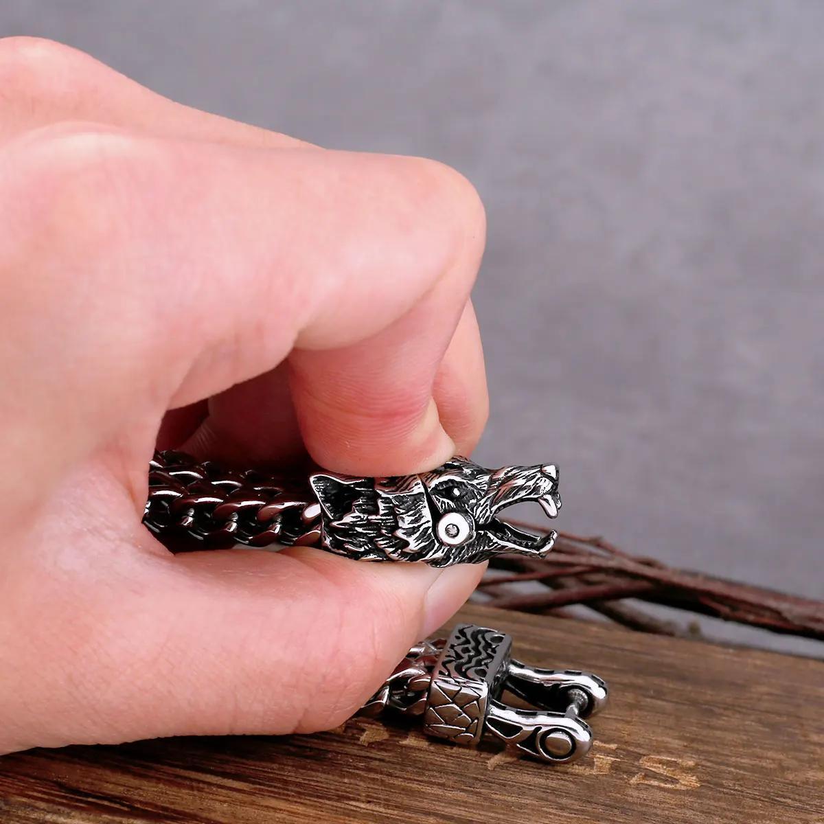 New Style Viking Dominant Wolf Head Bracelet Fashion Rock Boy And Girls Wristband Accessories Charm Stainless Steel Jewelry Gift