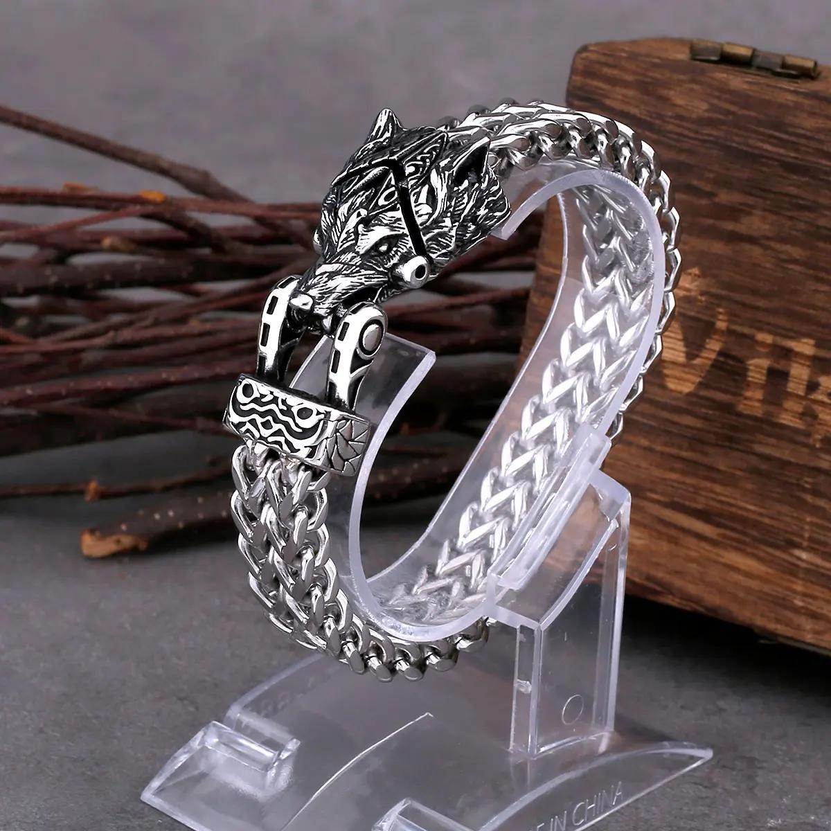 New Style Viking Dominant Wolf Head Bracelet Fashion Rock Boy And Girls Wristband Accessories Charm Stainless Steel Jewelry Gift