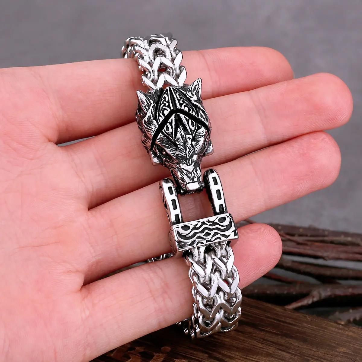 New Style Viking Dominant Wolf Head Bracelet Fashion Rock Boy And Girls Wristband Accessories Charm Stainless Steel Jewelry Gift