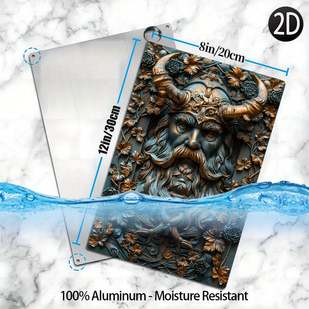 Viking Warrior 8x12 Inch (20x30cm) Aluminum Wall Art - 100% Aluminum Material, 32% Higher Bending Resistance, Safe Delivery with Durable Cardboard Packaging