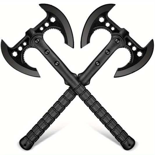 Axe Set, 2 Pack 16'' Axes with Sheath, For Backyard, Hand Forged Viking Axes Set Bushcraft Axes With Wooden Handle, Hand Forged Carving Axes, For Chopping Wood, Gardening Black
