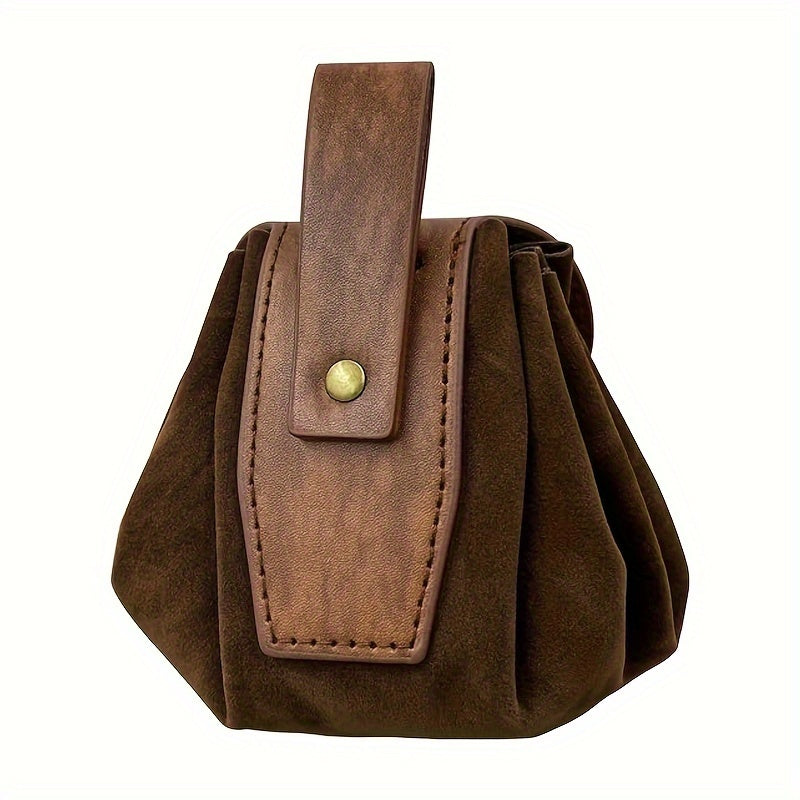 Mid-Century Style Embossed Belt Bag For Men, Viking Vintage Style Renaissance Portable Waist Bag, Coin Purse Dice Bag