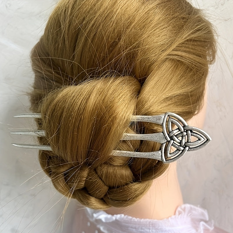 1pc Vintage Viking Style Hairpin Tree Of Life Hairpin Celtic Knot Crescent Moon Silvery Hair Stick Hair Accessories For Women