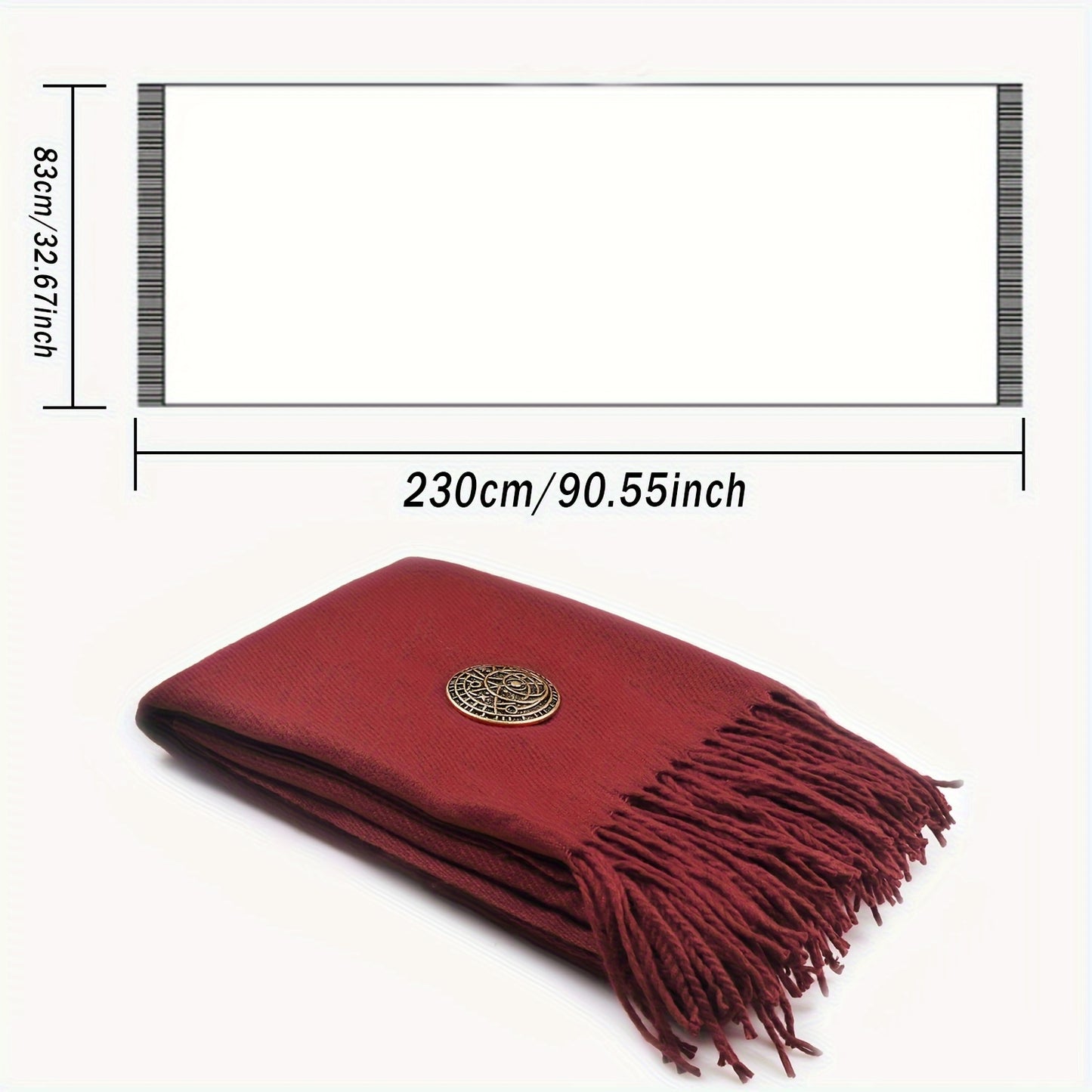 L'VOW Authentic Red Medieval Half Shoulder Cape with Viking Brooch - Durable Polyester, Fringe Detail, Perfect for Men & Women Halloween Cosplay & Renaissance Fairs, Halloween Costumes