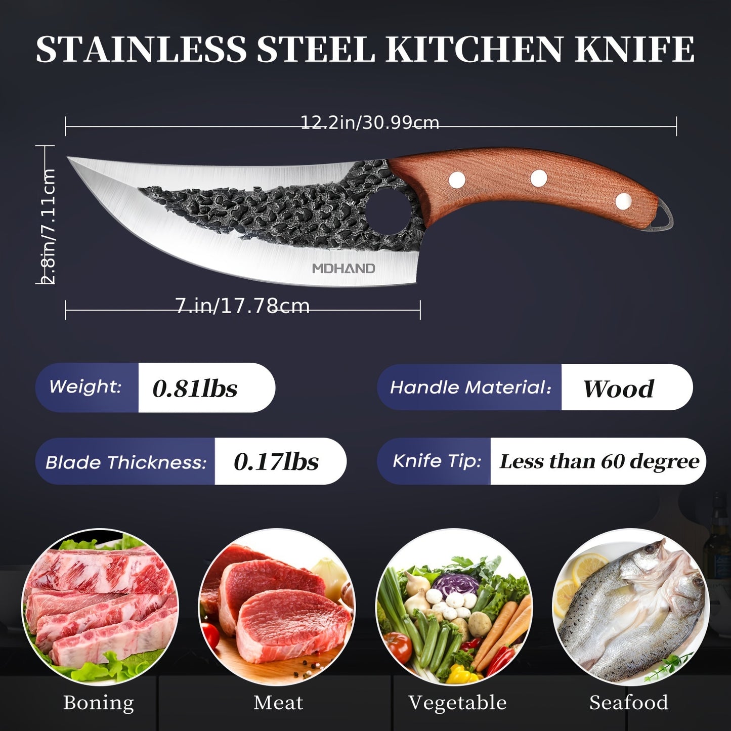 Upgraded Viking Cleaver Knife - Hand Forged, Sharp, Japanese-Style Butcher Knife for Meat Cutting, Outdoor Camping, BBQ, and Chef's Kitchen with Premium Sheath and Ergonomic Handle for Comfortable Grip