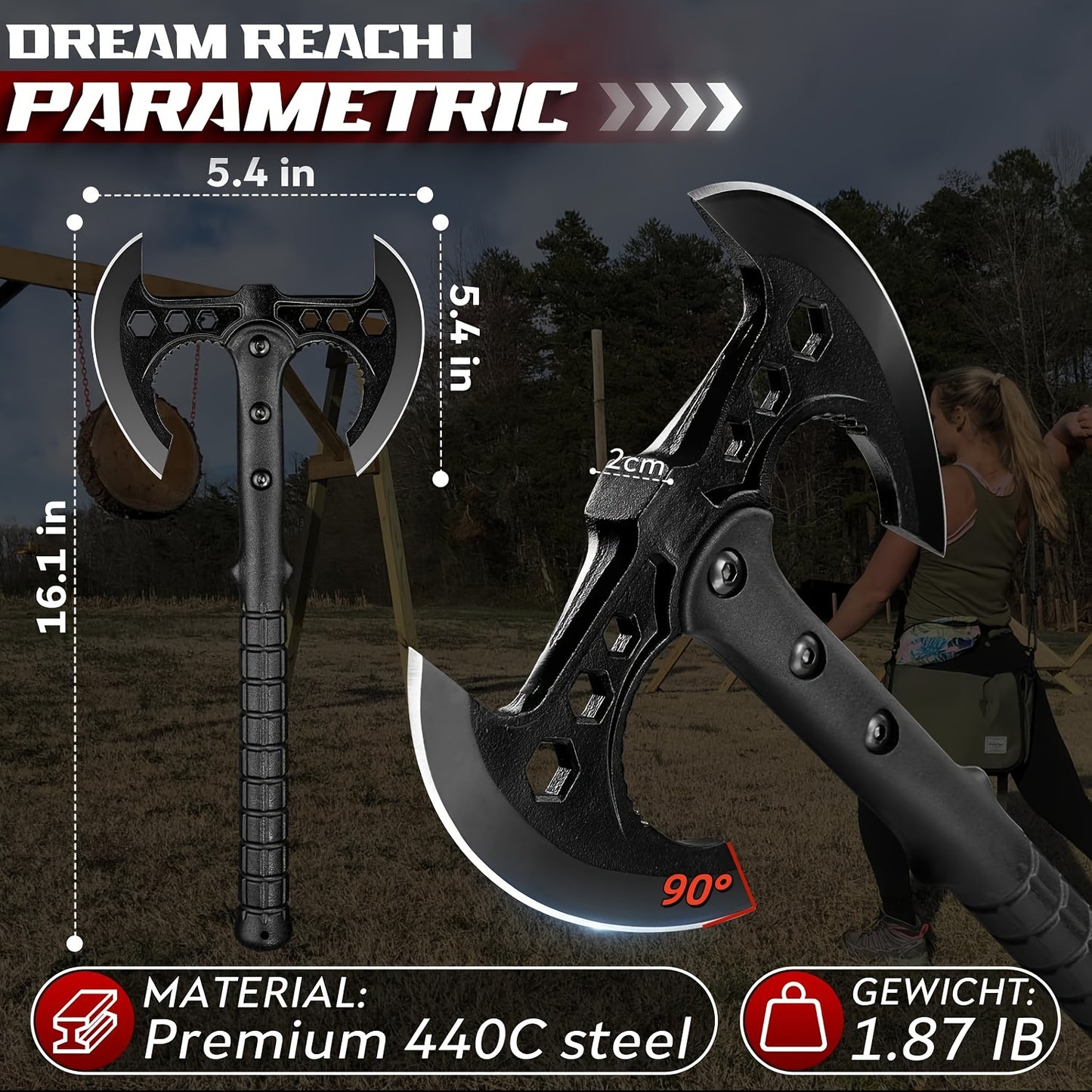 Axe Set, 2 Pack 16'' Axes with Sheath, For Backyard, Hand Forged Viking Axes Set Bushcraft Axes With Wooden Handle, Hand Forged Carving Axes, For Chopping Wood, Gardening Black