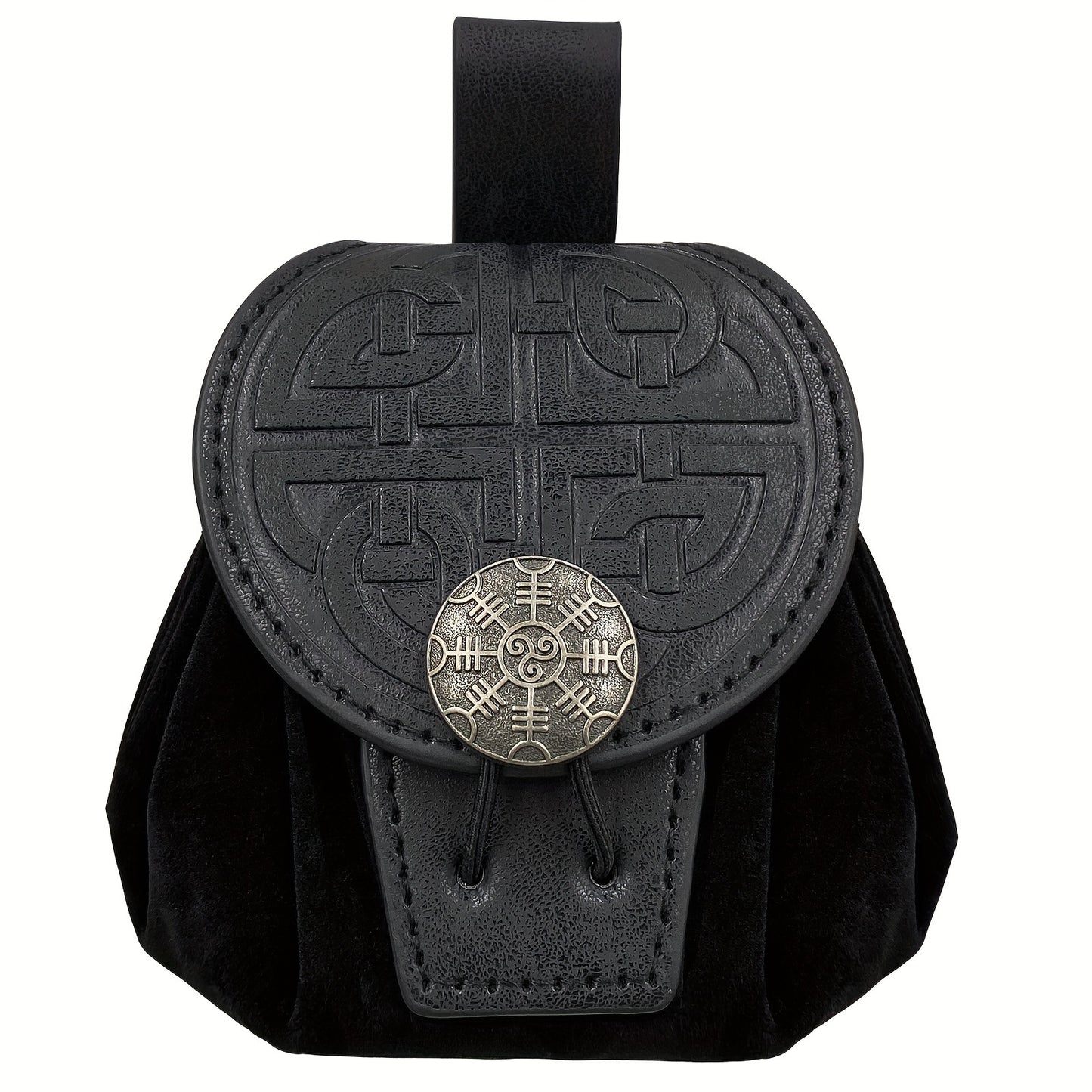 1pc Medieval Embossed Faux Leather Belt Waist Bag, Viking Portable Fanny Pack