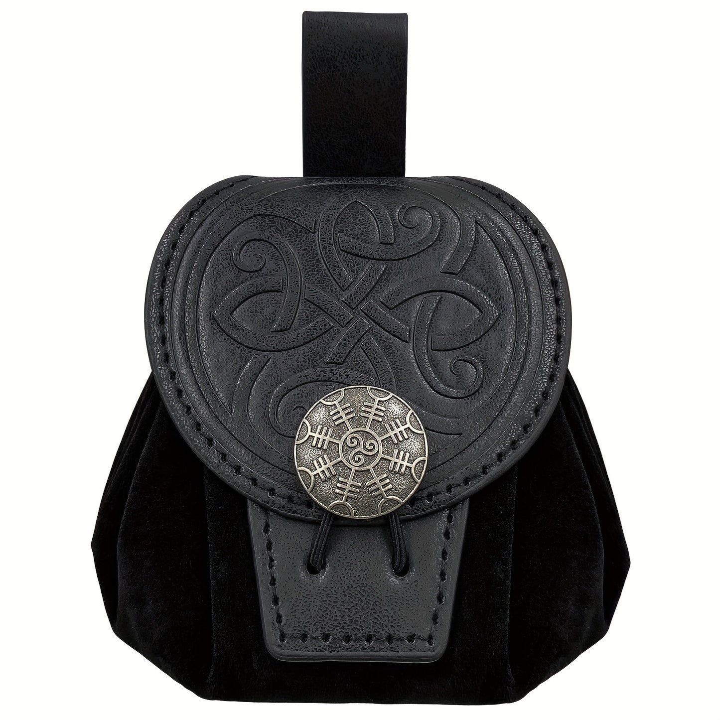1pc Medieval Embossed Faux Leather Belt Waist Bag, Viking Portable Fanny Pack