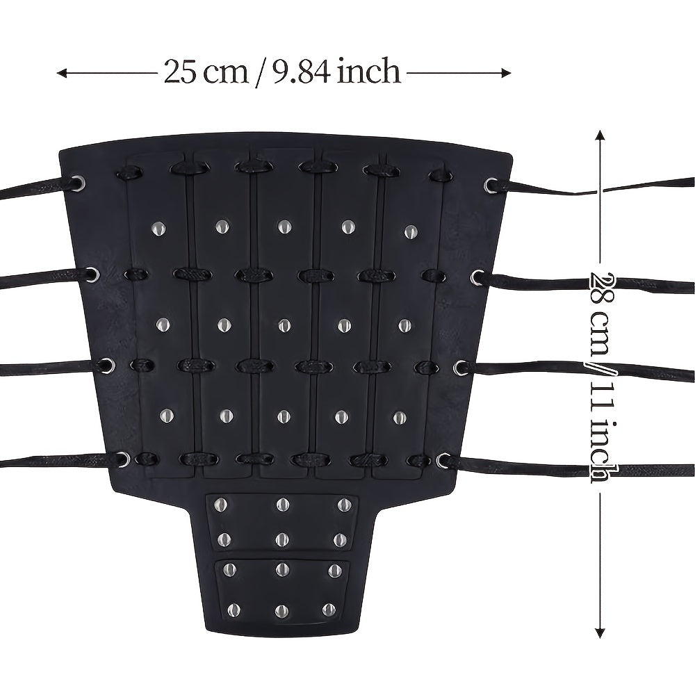 Viking-Inspired Embossed Armor Set with Medieval Thigh Helmet & Rivet Guard - Glamorous Faux Leather Costume for Halloween