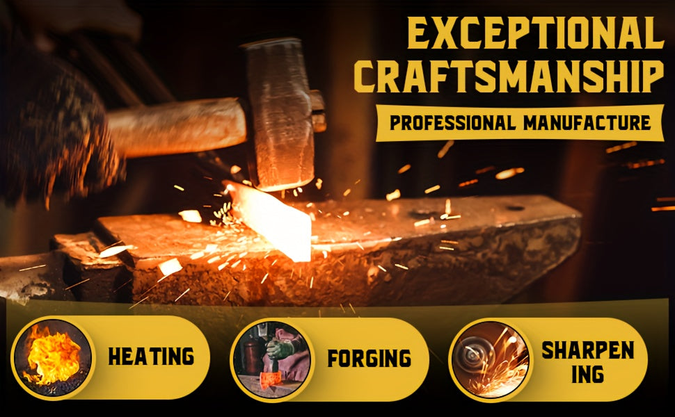 2-Pack Viking Axes Set - Hand Forged 16" Professional Bushcraft Axes with Durable Wooden Handle for Efficient Wood Chopping, Gardening, and Carving - Perfect for Backyard and Outdoor Activities