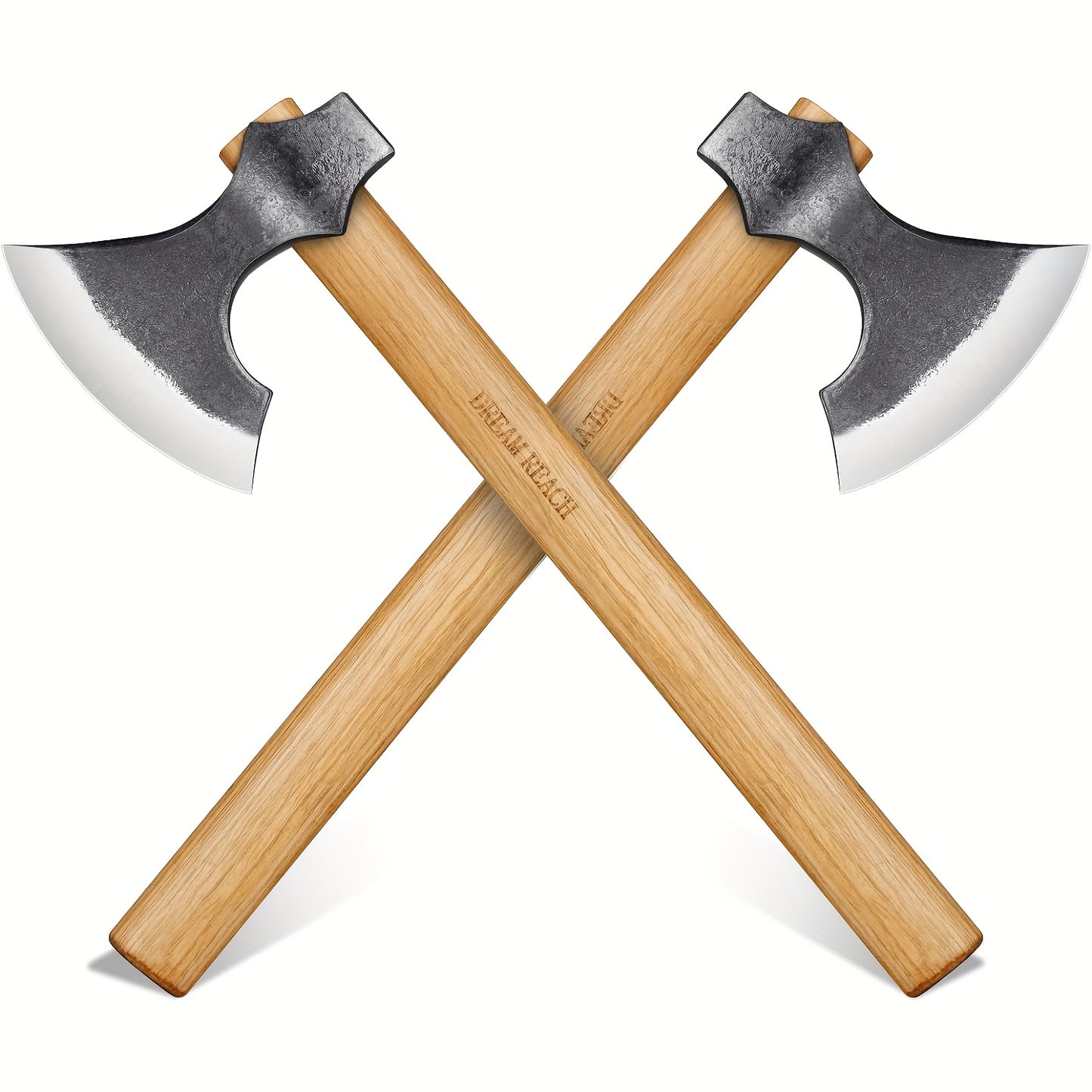 2-Pack Viking Axes Set - Hand Forged 16" Professional Bushcraft Axes with Durable Wooden Handle for Efficient Wood Chopping, Gardening, and Carving - Perfect for Backyard and Outdoor Activities