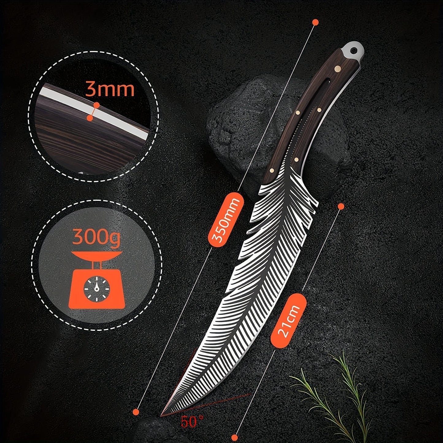 1pc, Huusk Sharp Feather Knife Hand Forged Viking High Carbon Steel Butcher Knife Boning Knife For Meat Cutting Japanese Chef Cooking Knife With Sheath For Kitchen Outdoor Camping