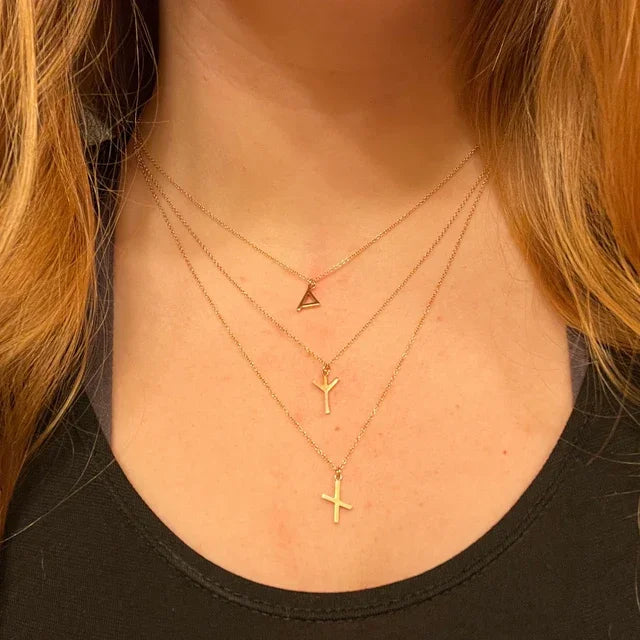Viking Petite Rune Layering Necklace Elder Futhark Runes Feminine Delicate Norse Runic Pendants Minimalist Jewelry for Women