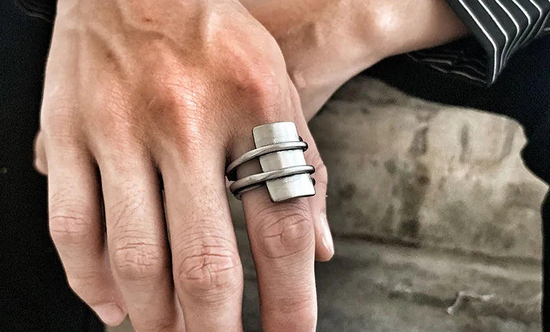 Geometric Stainless Steel Viking Simple Ring Geometry vintage Hammer retro punk Ring Male finger Love Jewelry for man GiftOSR526