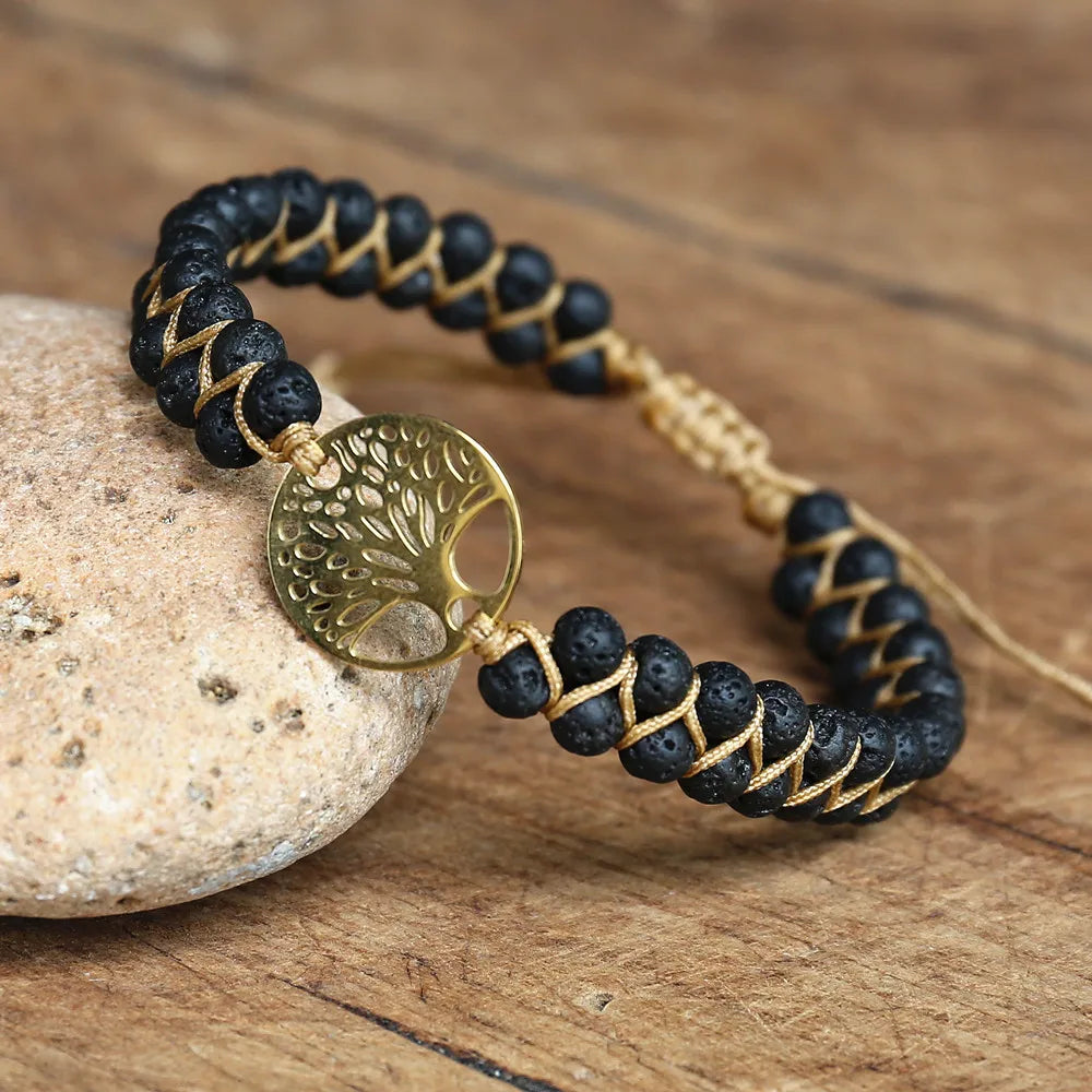 Brown marble tree of life bracelet