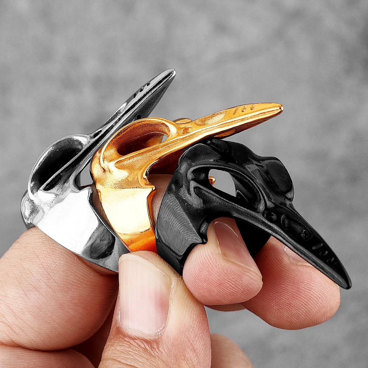 Viking Crow Skull Stainless Steel Mens Rings Punk Amulet Gothic for Male Boyfriend Biker Jewelry Creativity Gift Wholesale