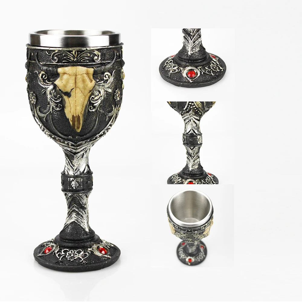 Gothic Wine Goblet Contain Dragon Claw Viking Skeleton Retro Stainless Steel&Resin Wine Glass BEST Halloween Gifts Bar Drinkware
