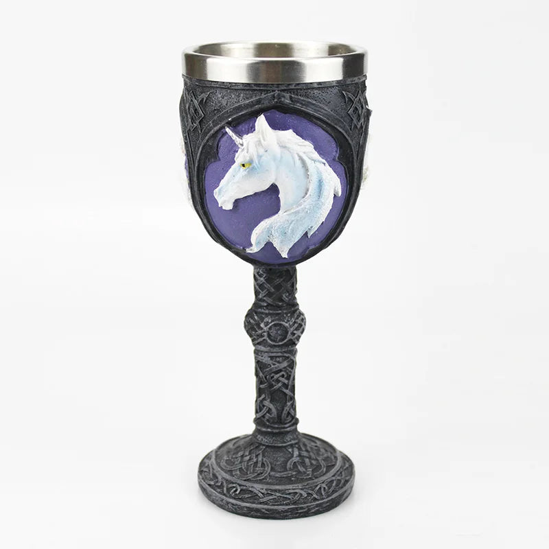 Gothic Wine Goblet Contain Dragon Claw Viking Skeleton Retro Stainless Steel&Resin Wine Glass BEST Halloween Gifts Bar Drinkware