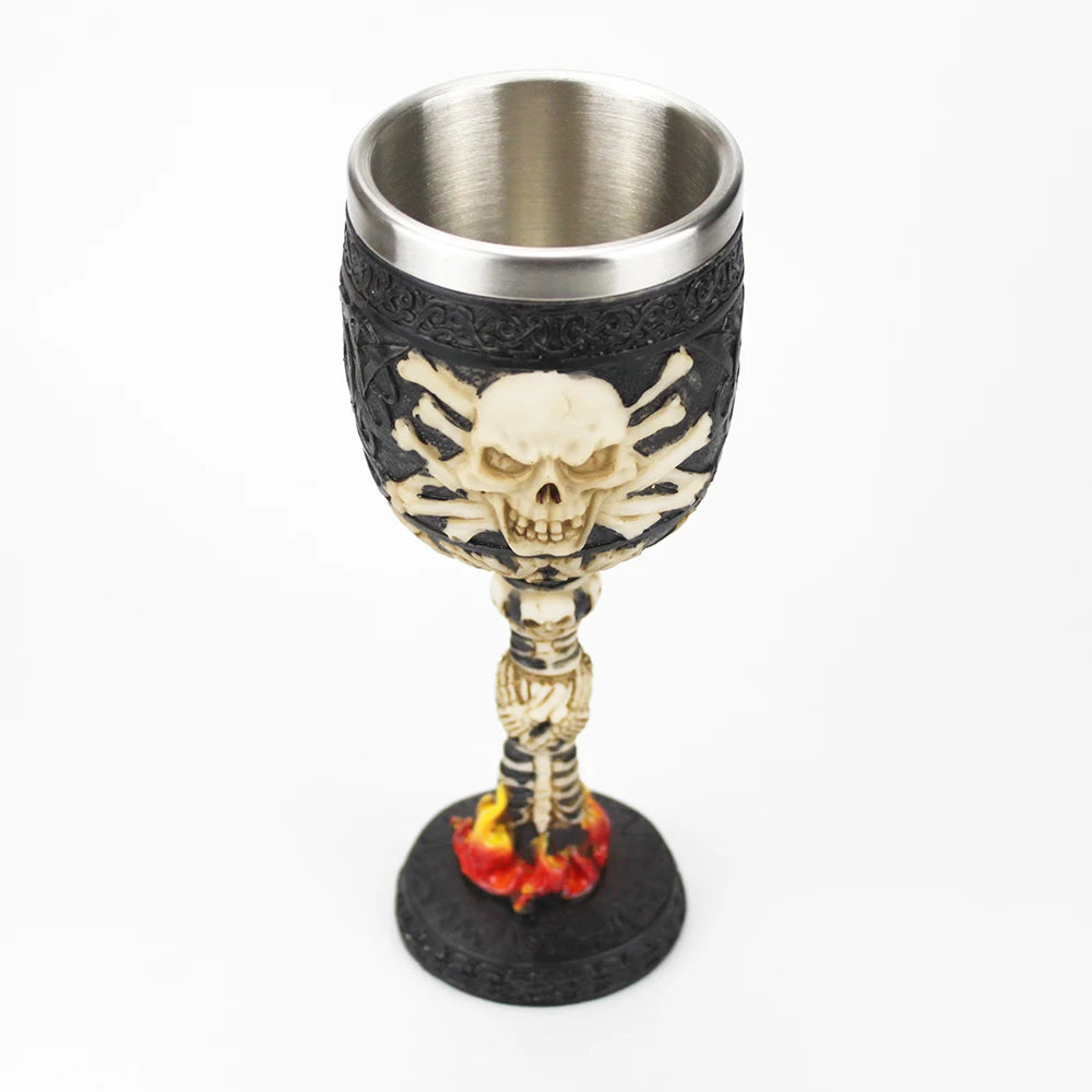 Gothic Wine Goblet Contain Dragon Claw Viking Skeleton Retro Stainless Steel&Resin Wine Glass BEST Halloween Gifts Bar Drinkware