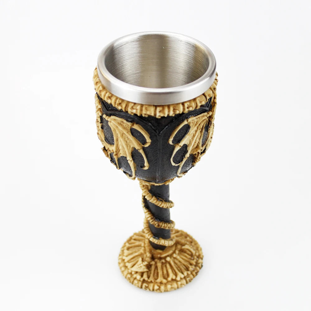 Gothic Wine Goblet Contain Dragon Claw Viking Skeleton Retro Stainless Steel&Resin Wine Glass BEST Halloween Gifts Bar Drinkware