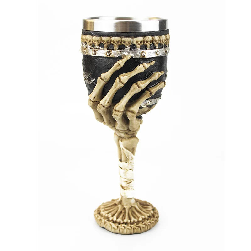 Gothic Wine Goblet Contain Dragon Claw Viking Skeleton Retro Stainless Steel&Resin Wine Glass BEST Halloween Gifts Bar Drinkware