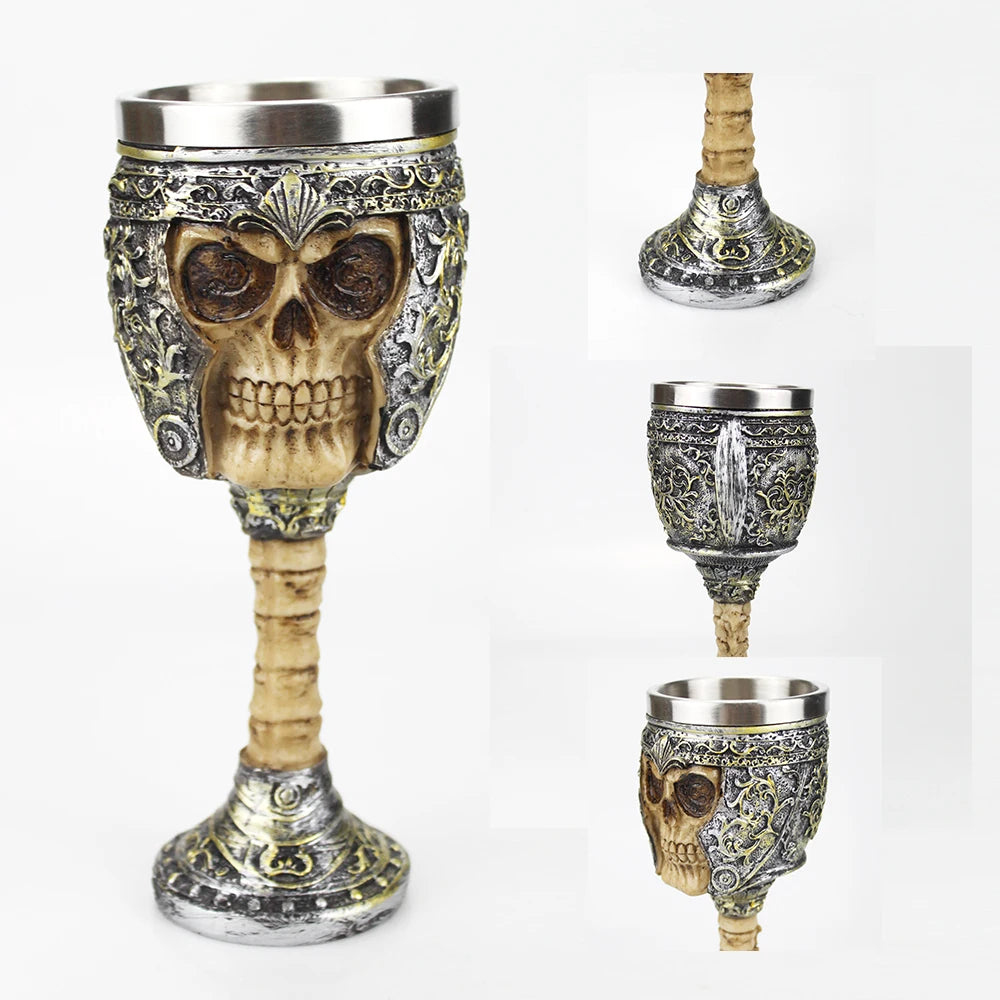 Gothic Wine Goblet Contain Dragon Claw Viking Skeleton Retro Stainless Steel&Resin Wine Glass BEST Halloween Gifts Bar Drinkware