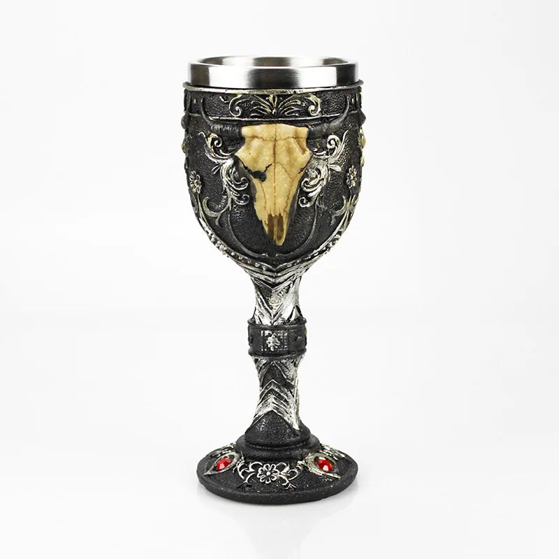 Gothic Wine Goblet Contain Dragon Claw Viking Skeleton Retro Stainless Steel&Resin Wine Glass BEST Halloween Gifts Bar Drinkware