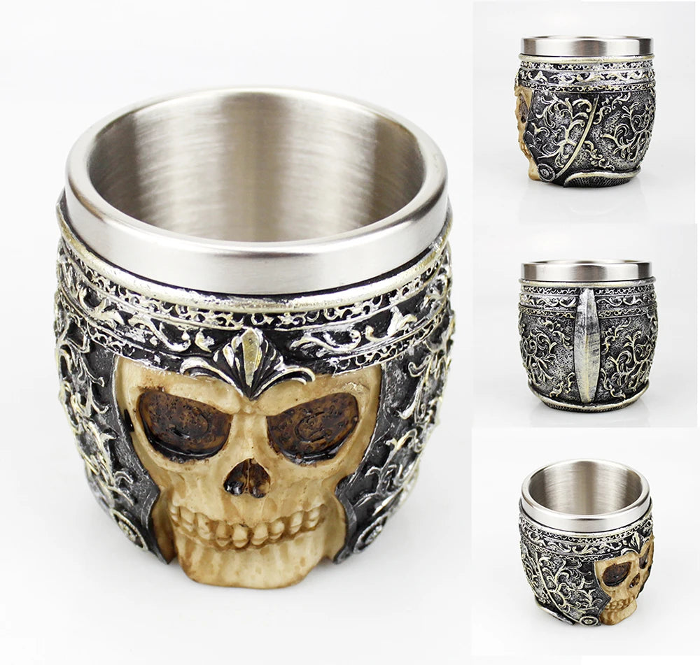 Gothic Wine Goblet Contain Dragon Claw Viking Skeleton Retro Stainless Steel&Resin Wine Glass BEST Halloween Gifts Bar Drinkware