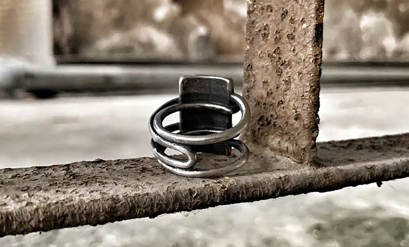 Geometric Stainless Steel Viking Simple Ring Geometry vintage Hammer retro punk Ring Male finger Love Jewelry for man GiftOSR526