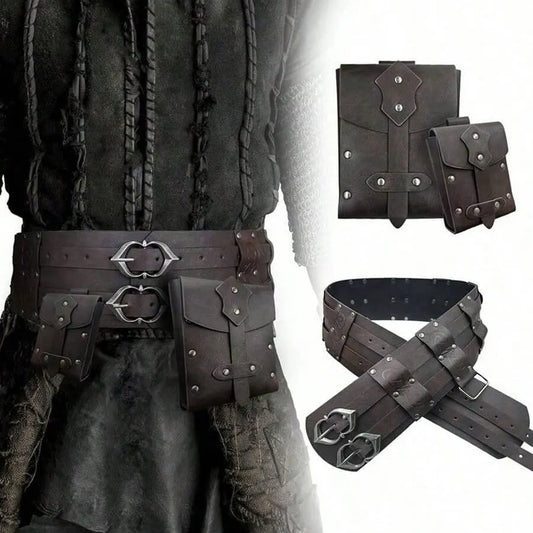 1pc/2pcs/3pcs medieval belt/pouch accessory set Renaissance period waist bag vintage Viking wide belt suitable for Halloween