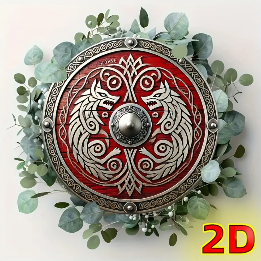 1PC Viking Shield Metal Sign - Medieval Waterproof Iron Wall Art, Rustic Hanging for Home Cafe Bedroom Decor