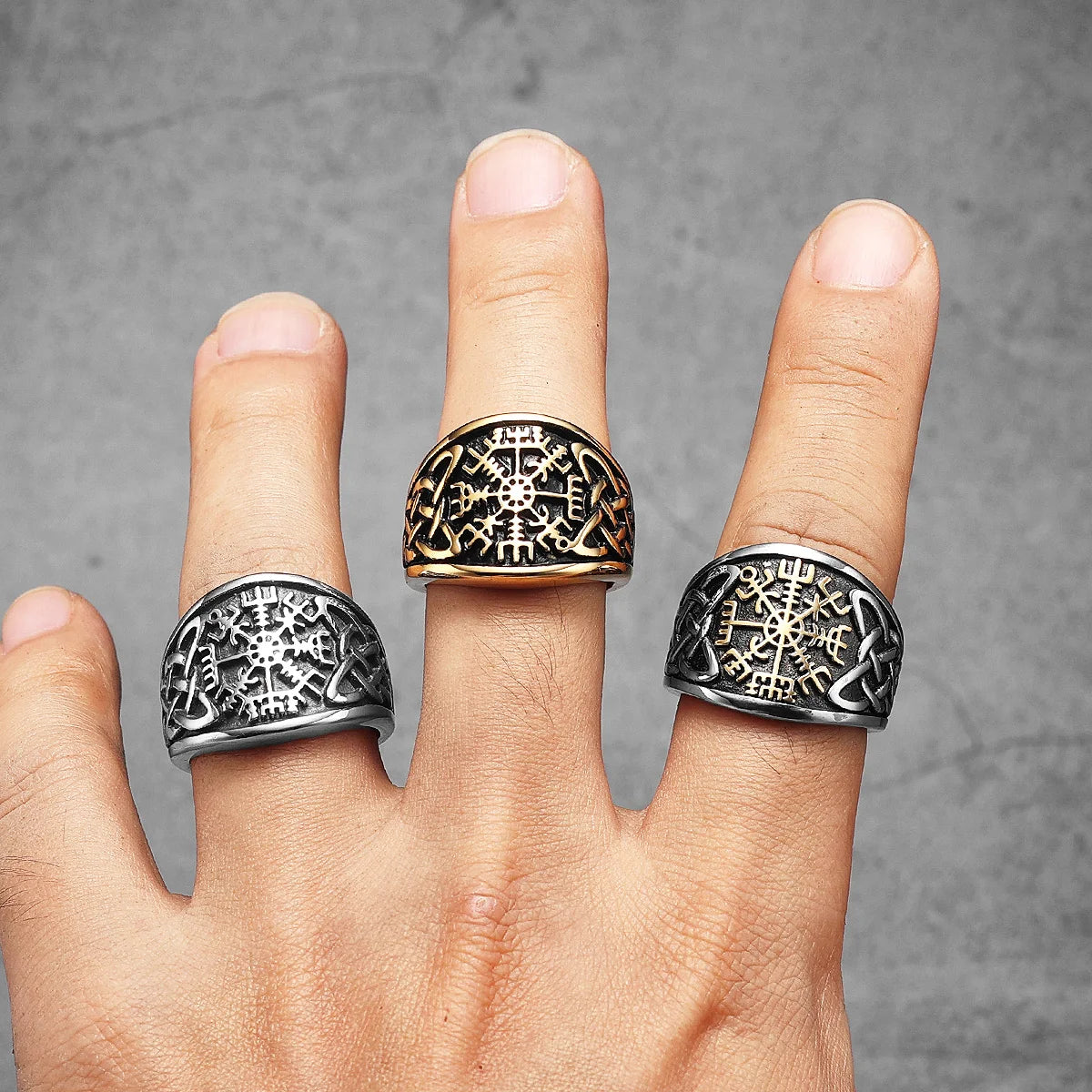 Viking Compass Celtic Knot Men Rings Stainless Steel Women Jewelry Vintage Punk Cool Stuff Fashion Accessories Gift Wholesale