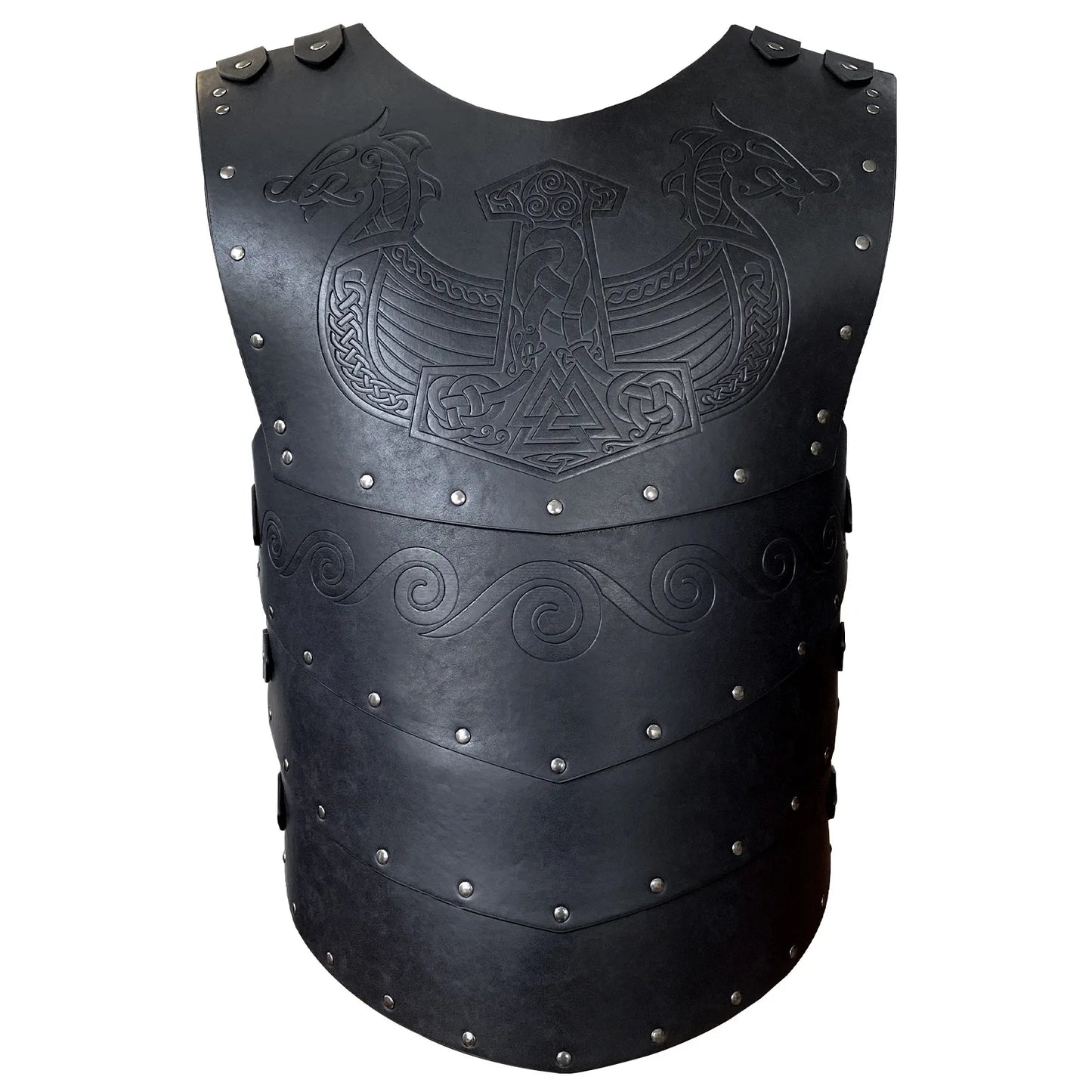 Medieval Victorian Warrior Armor Embossed Viking Costume PU Leather Knight Vest Chest Armor for Cosplay Larp Party Halloween