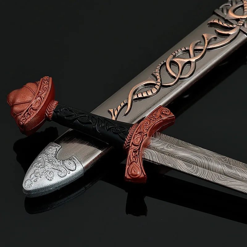 22cm/8.66in Game Peripherals Viking Sword Metal with Sheath Medieval Sword Model Toys Crafts Collectible Ornaments Gifts for Boy