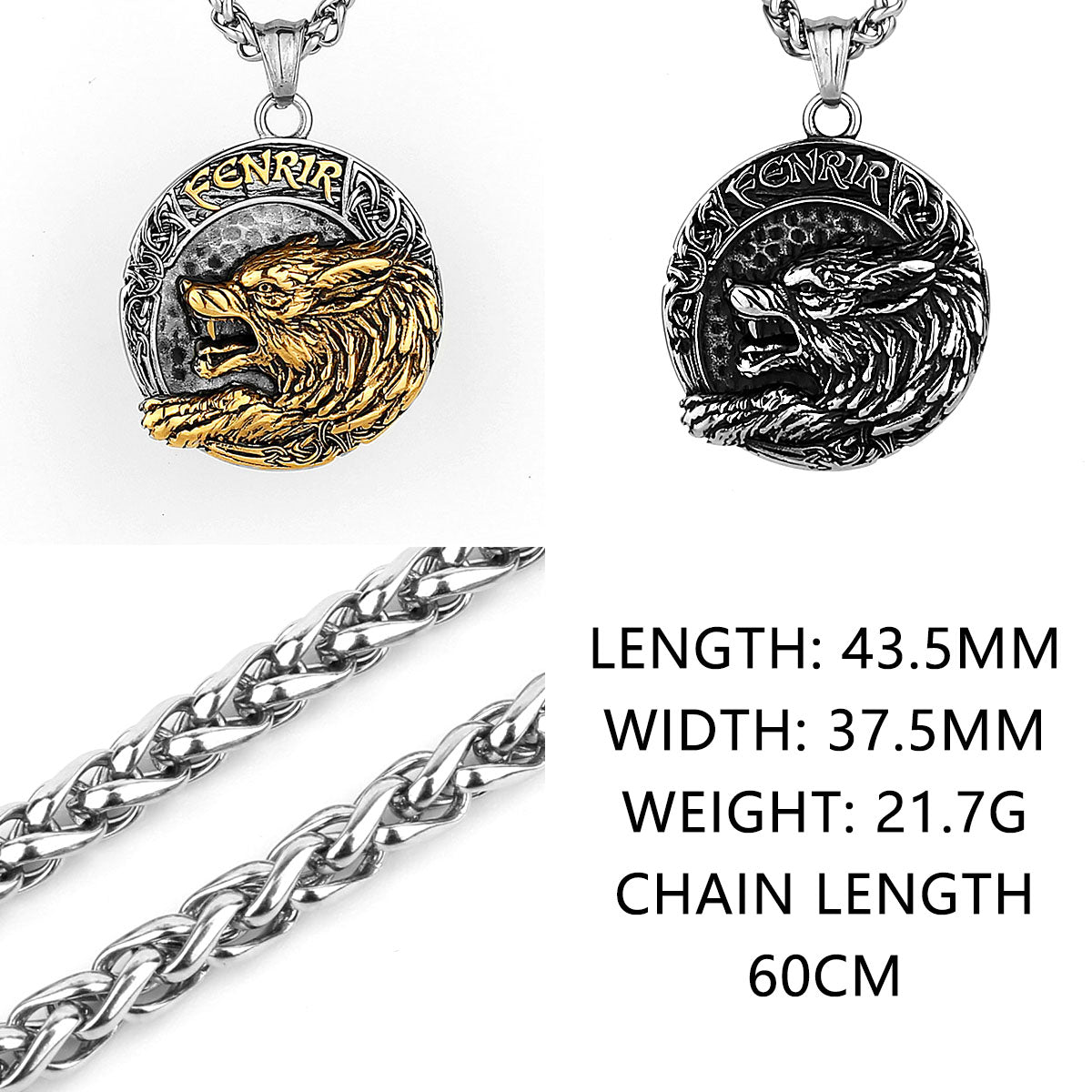 Viking Style Various Wolf Head Runes Original Stainless Steel Material Unisex Necklace Pendant Birthday Gift Factory Wholesale