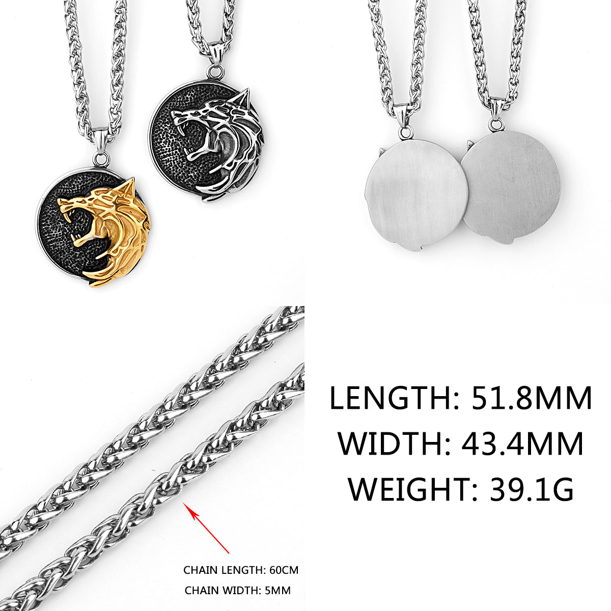 Viking Style Various Wolf Head Runes Original Stainless Steel Material Unisex Necklace Pendant Birthday Gift Factory Wholesale