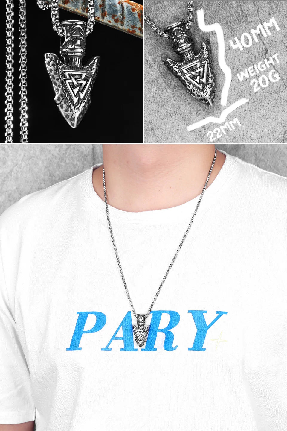 Viking Variety Weapons Men Pendant Necklace Stainless Steel Nordic Myth Chain Retro Rock Punk Rap for Friend Male Jewelry Gift