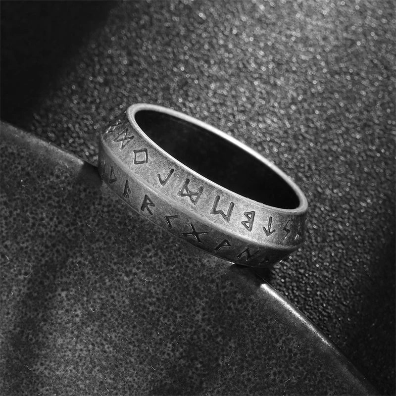 New Vintage Nordic Viking Rune Ring for Men Women Simple Stainless Steel Viking Odin Letter Ring Retro Amulet Jewelry Gifts