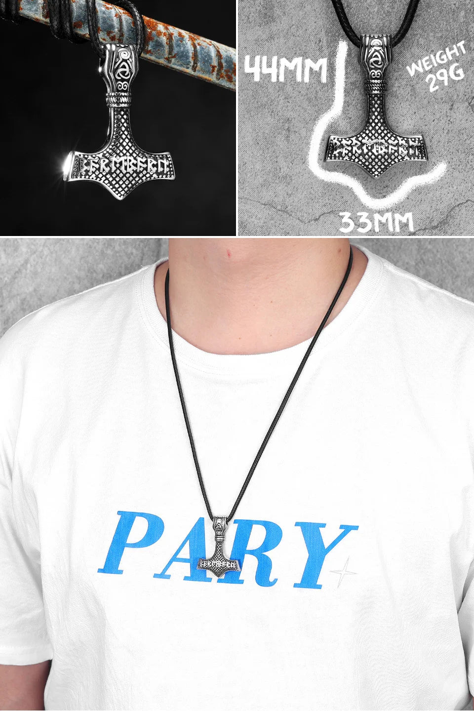 Viking Variety Weapons Men Pendant Necklace Stainless Steel Nordic Myth Chain Retro Rock Punk Rap for Friend Male Jewelry Gift