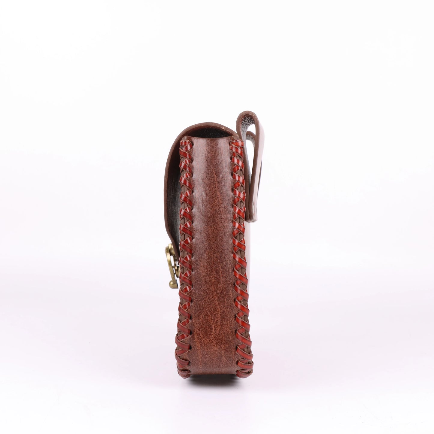 Viking Waist Bag with Intricate Floral Pattern & Braided Strap - Medieval Style, Snap Closure Perfect for Outdoor Adventures
