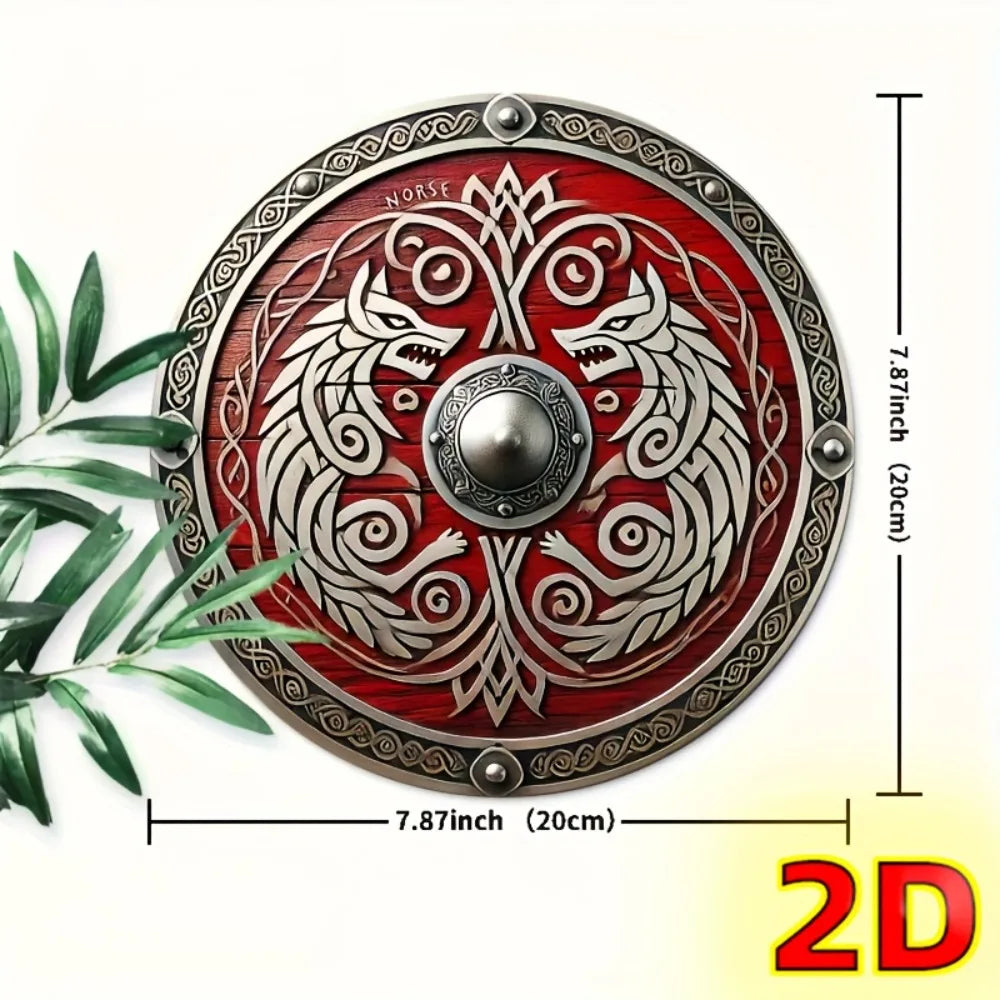 1PC Viking Shield Metal Sign - Medieval Waterproof Iron Wall Art, Rustic Hanging for Home Cafe Bedroom Decor