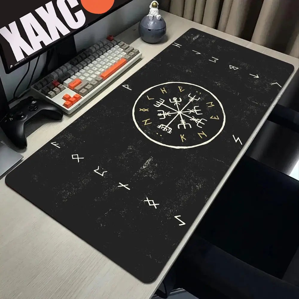 Viking-Vegvisir Logo Mousepad INS Tide Large Thickened Mouse Pad Oversized Gaming Keyboard Notebook Table Mat for PC Computer