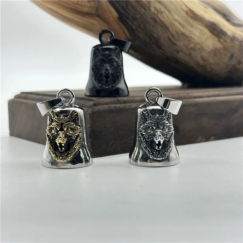 Vikings Wolf Necklace 316L Stainless Steel Jewelry Punk Biker Polishing Bell Man Pendant