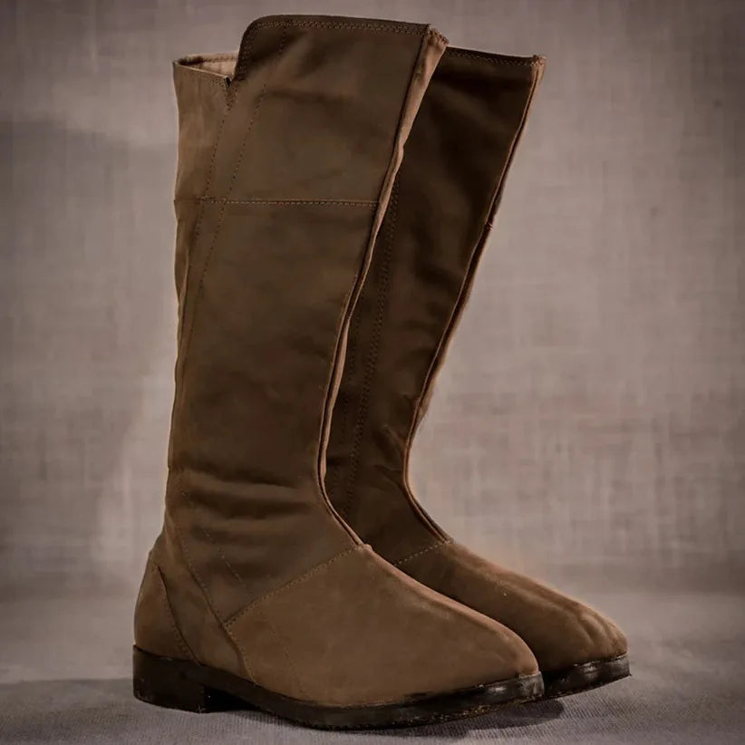 Medieval Viking New Men's Round Head High Boot 2023 Vintage PU Material Warm Long Sleeve Men's Boot