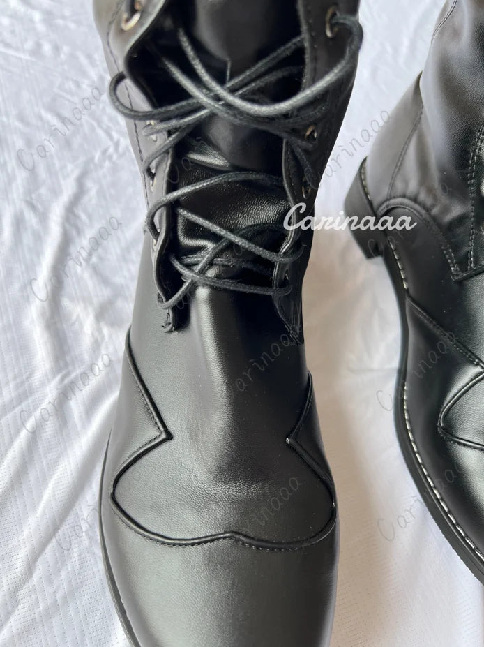 Medieval Steampunk Cosplay Boots Men Winter Larp Viking Pirate PU Leather Shoes Carnival Party Fancy Knight Boots