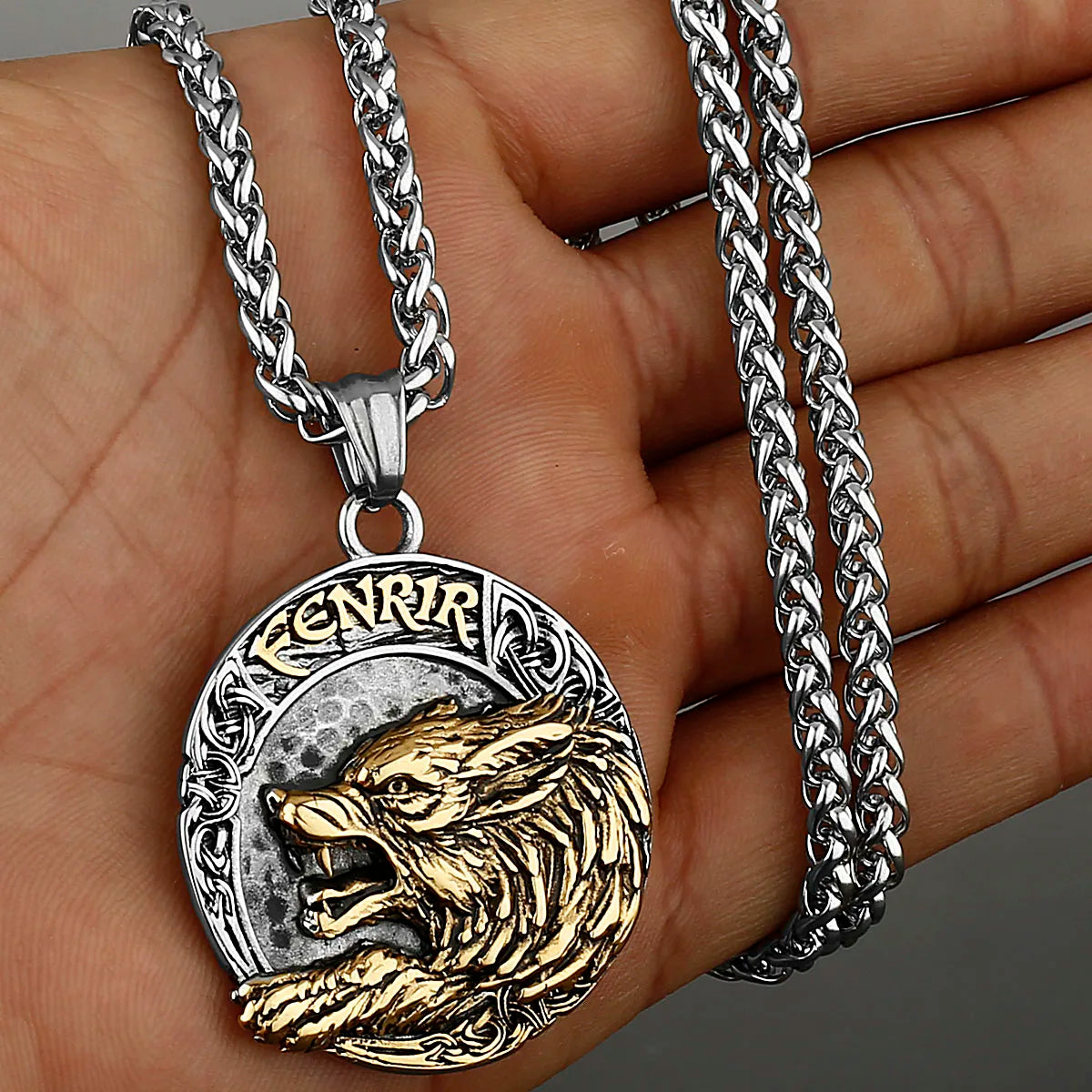 Viking Style Various Wolf Head Runes Original Stainless Steel Material Unisex Necklace Pendant Birthday Gift Factory Wholesale